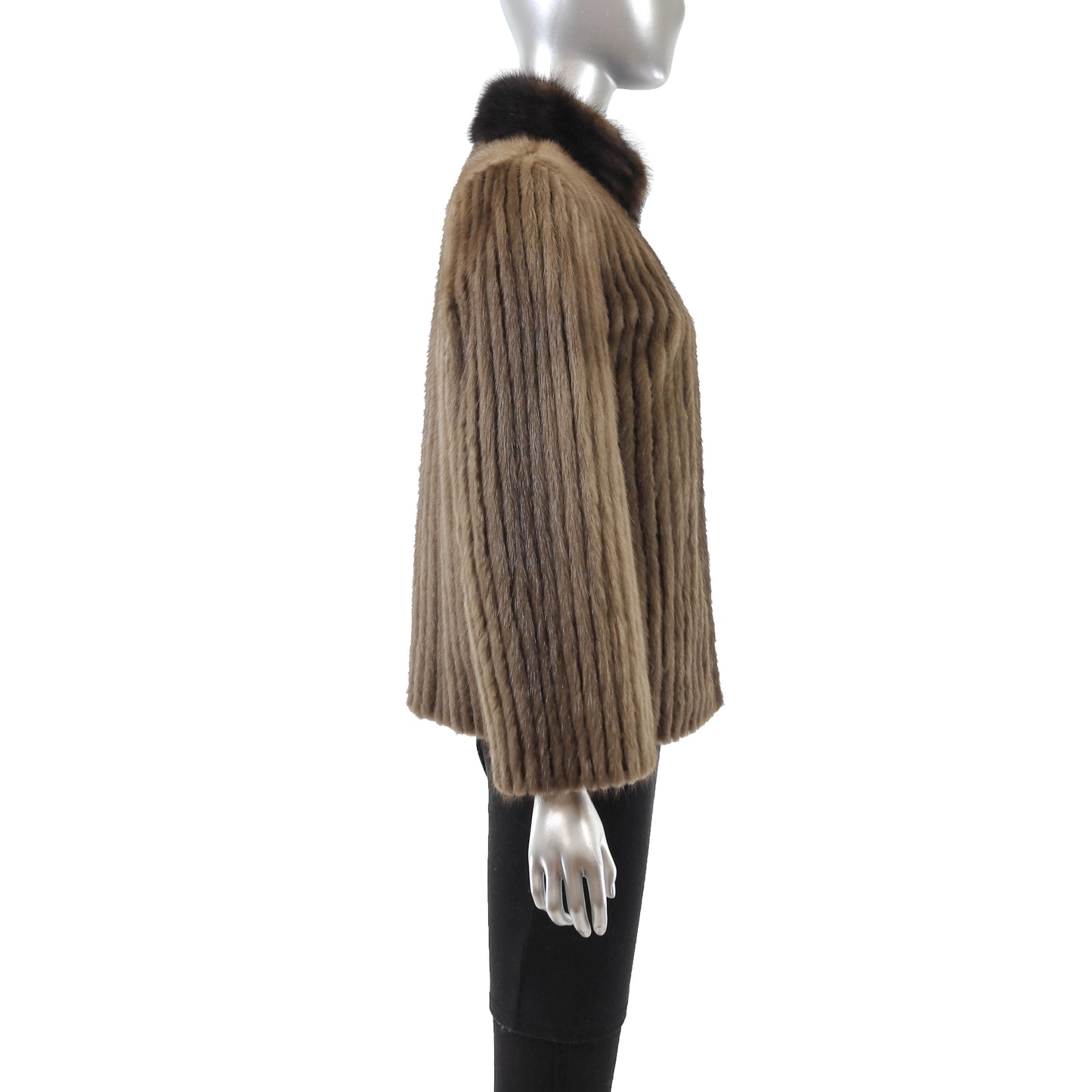 Light Brown Corded Mink Jacket- Size M