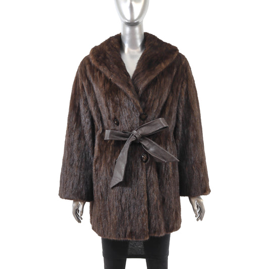 Brown Section Mink Jacket- Size M