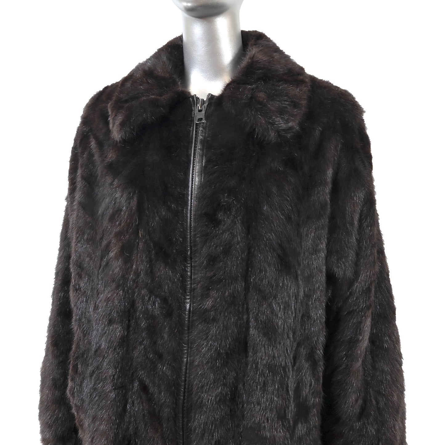 Black Section Mink Bomber Jacket- Size M