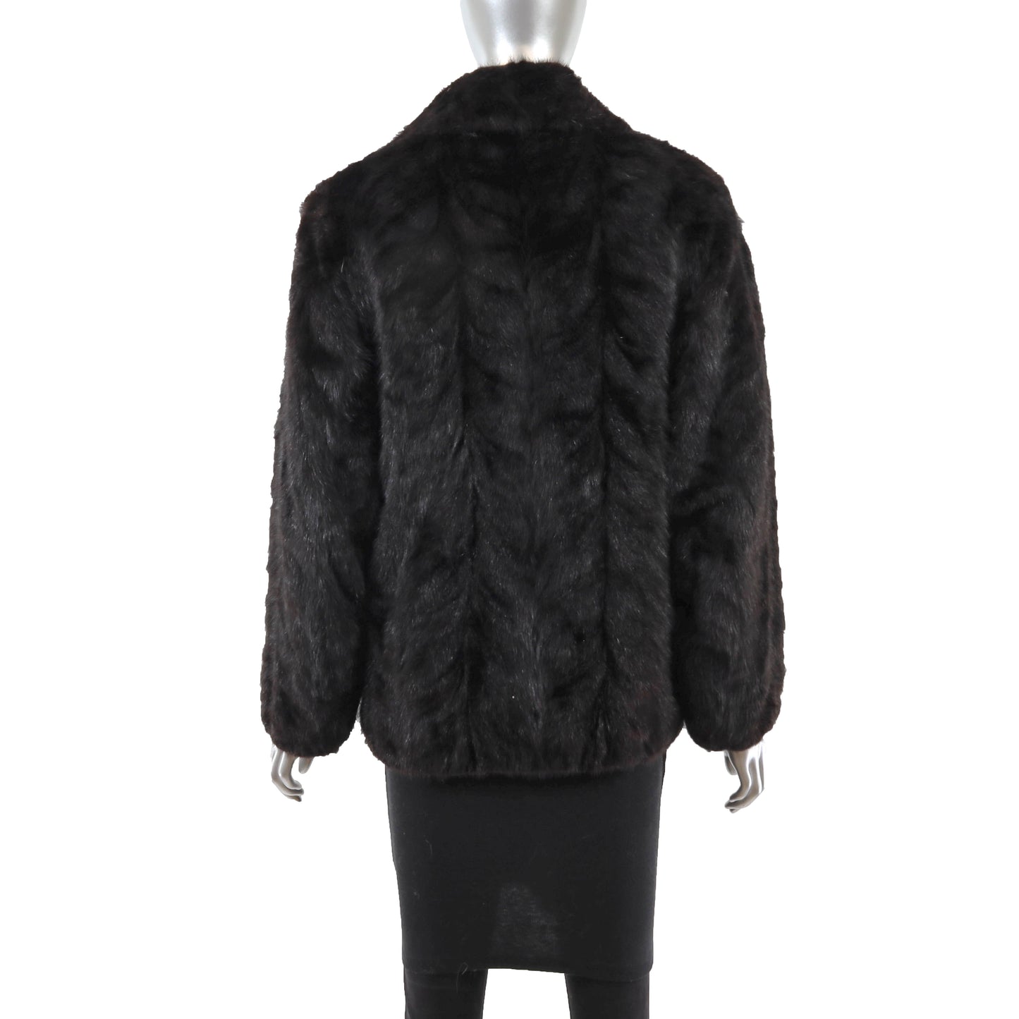 Black Section Mink Bomber Jacket- Size M