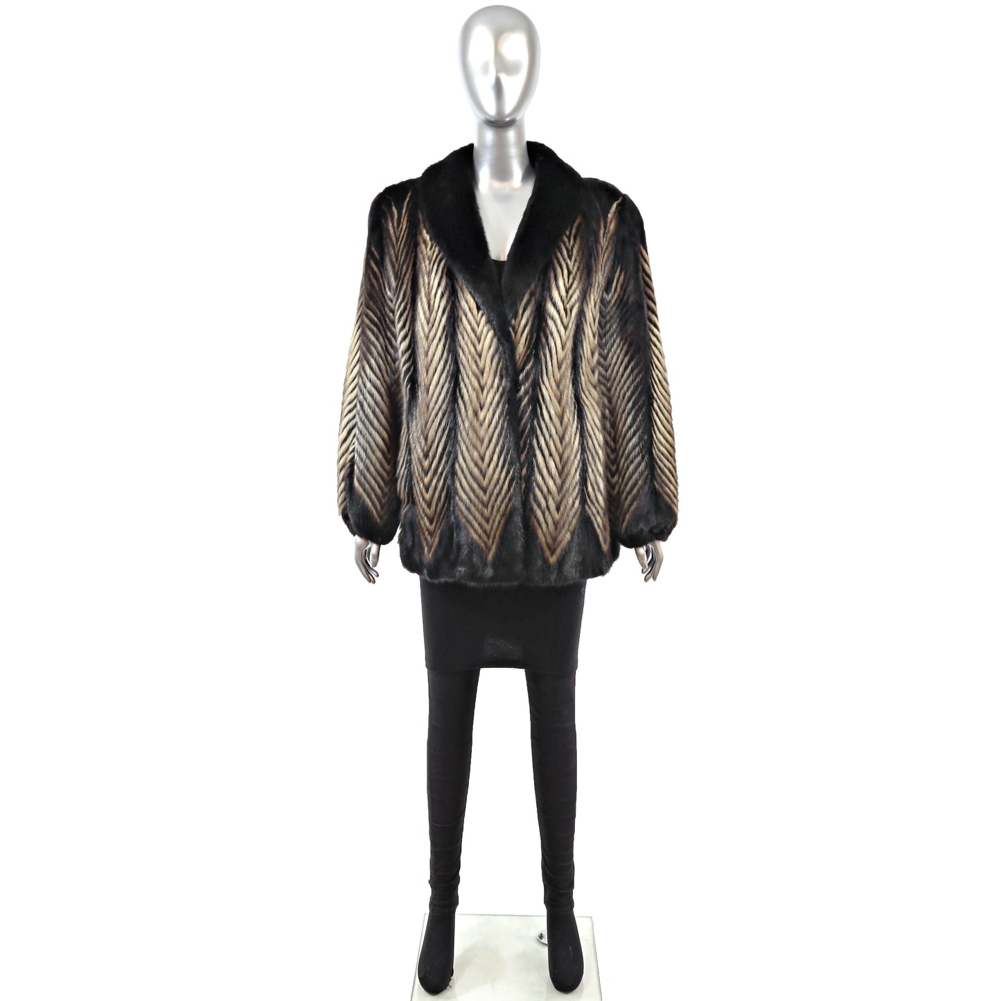 Mink Chevron Design Jacket- Size L