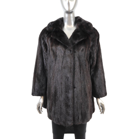 Black Mink 3/4 Jacket Reversible to Taffeta- Size L