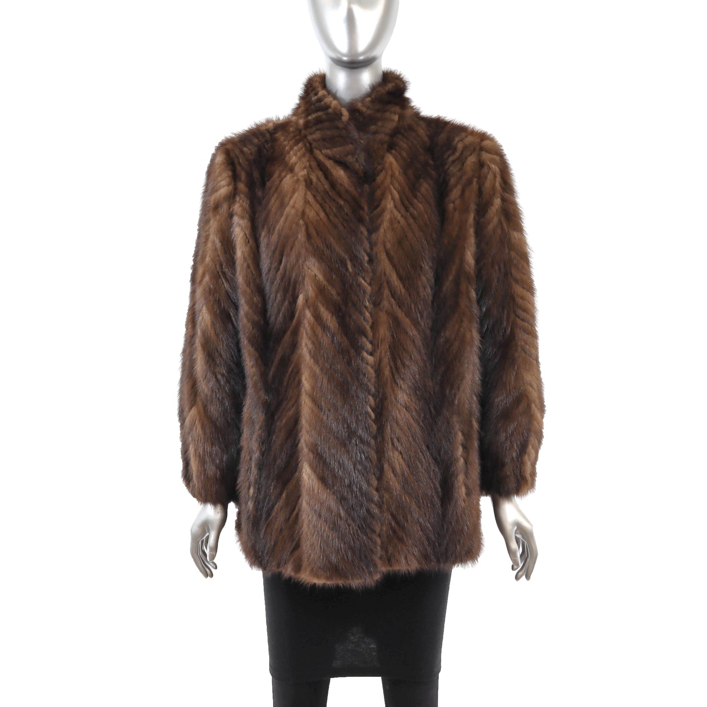 Brown Section Mink Jacket- Size M