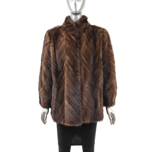 Brown Section Mink Jacket- Size M