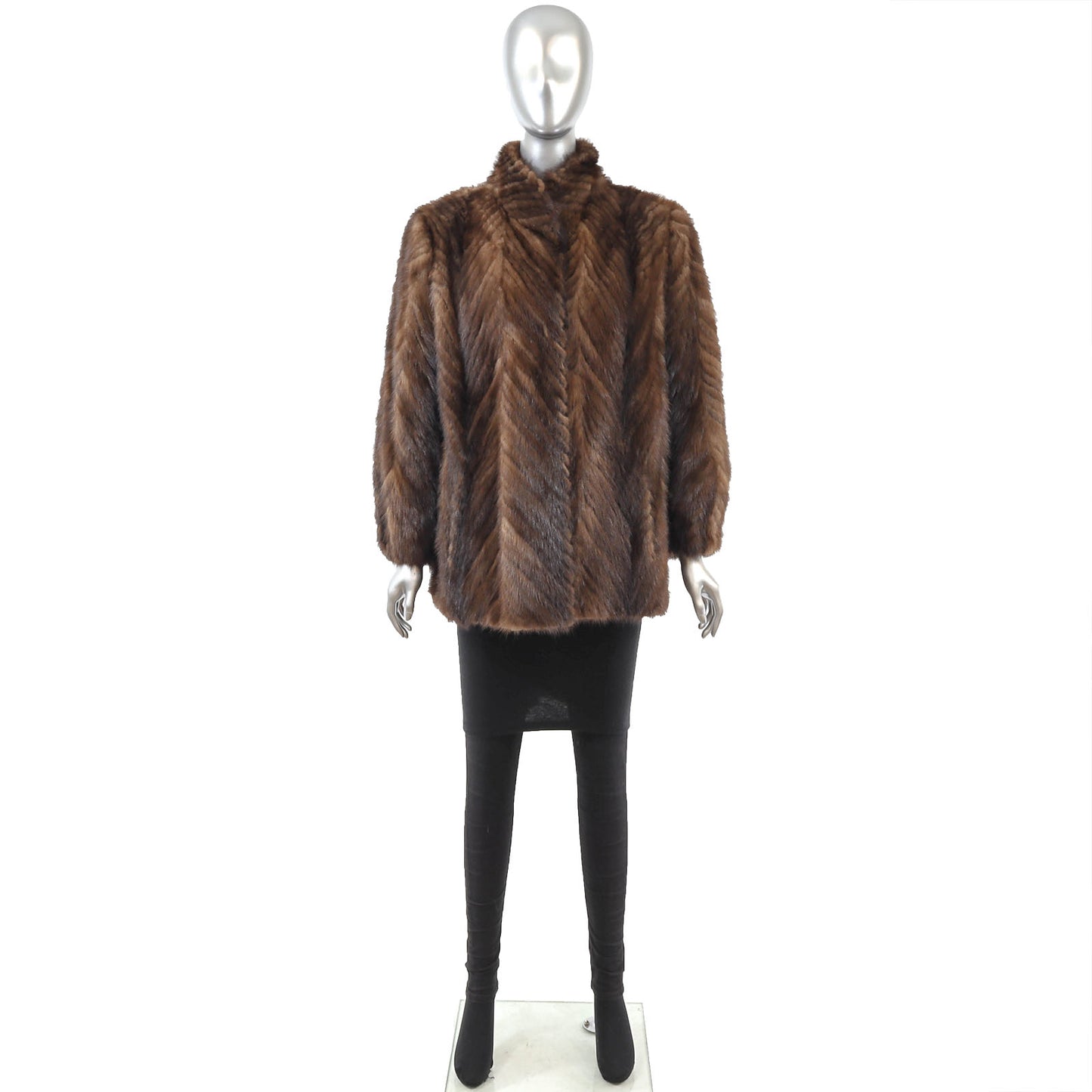 Brown Section Mink Jacket- Size M