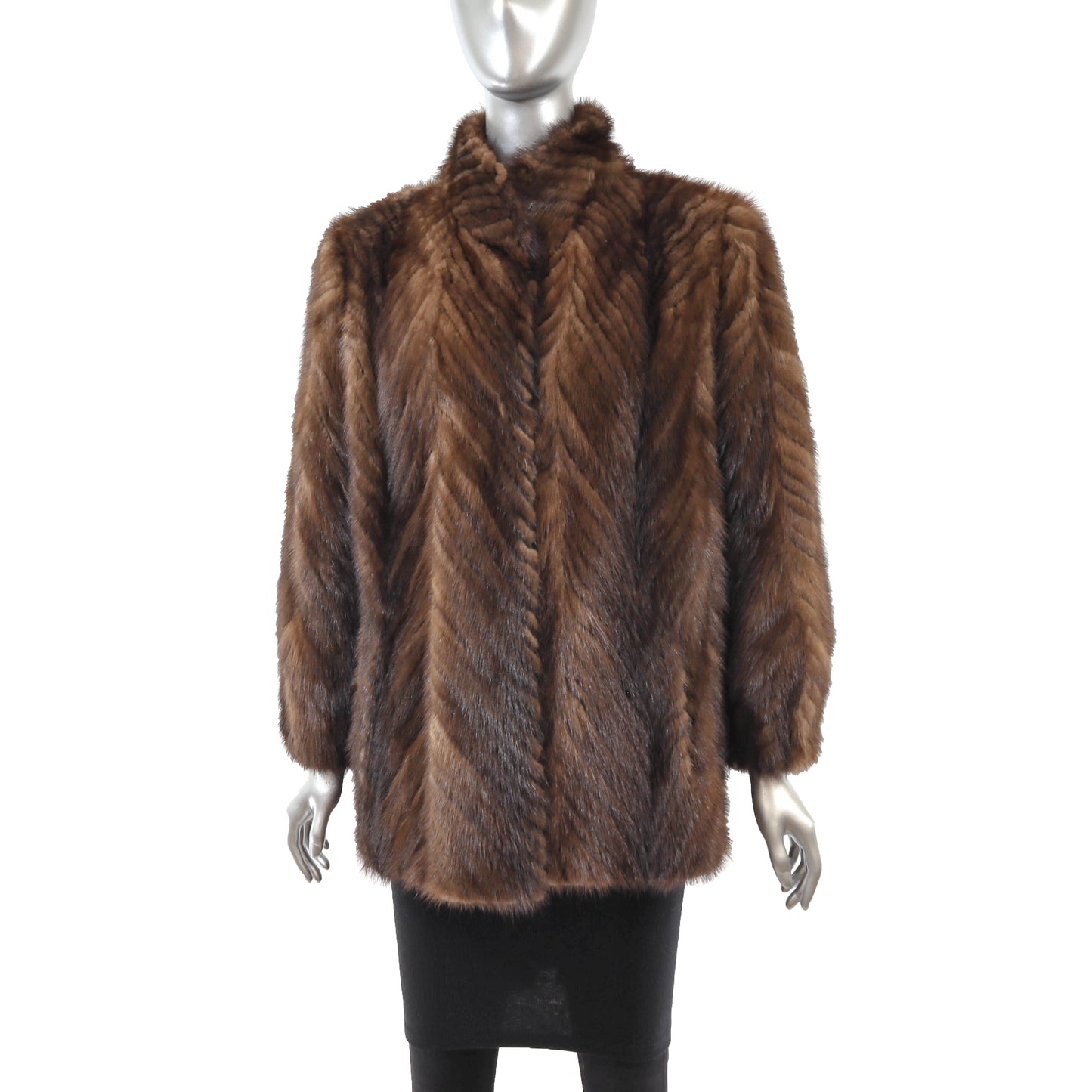 Brown Section Mink Jacket- Size M