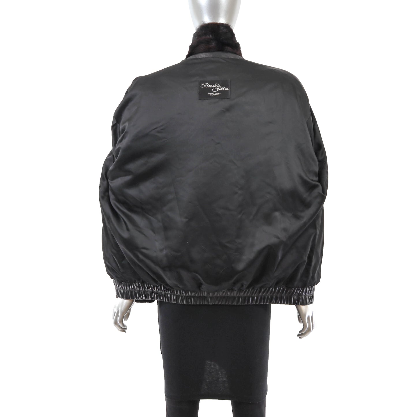 Dark Brown Section Mink Bomber Jacket- Size M