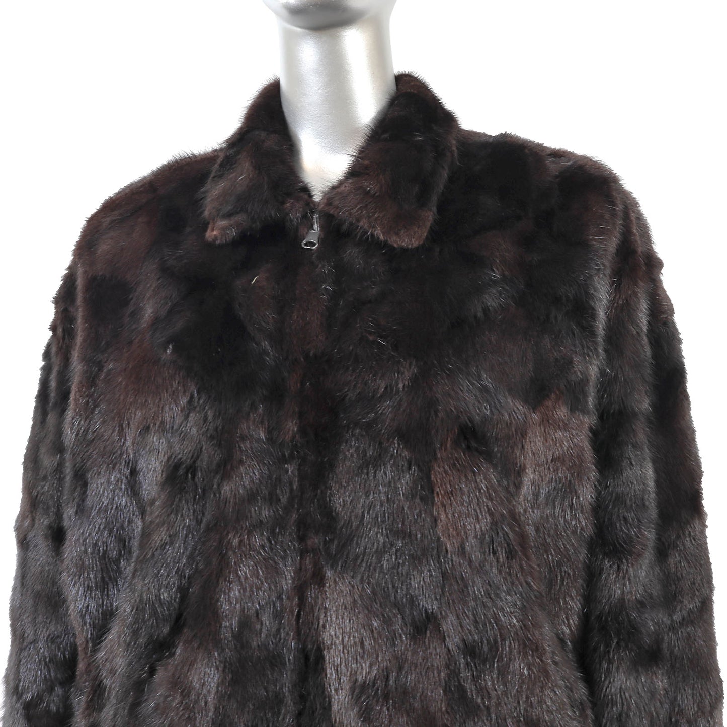 Dark Brown Section Mink Bomber Jacket- Size M