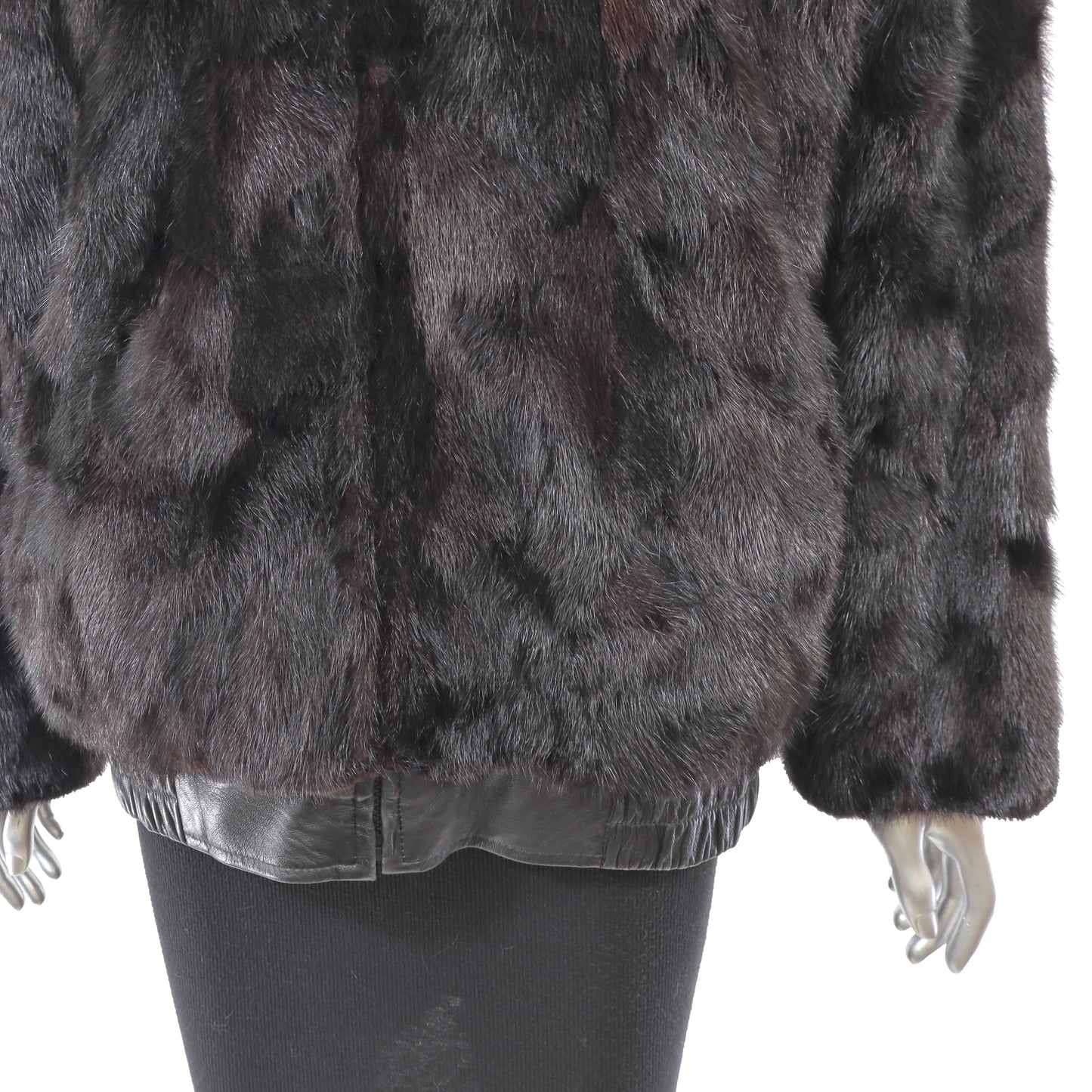Dark Brown Section Mink Bomber Jacket- Size M