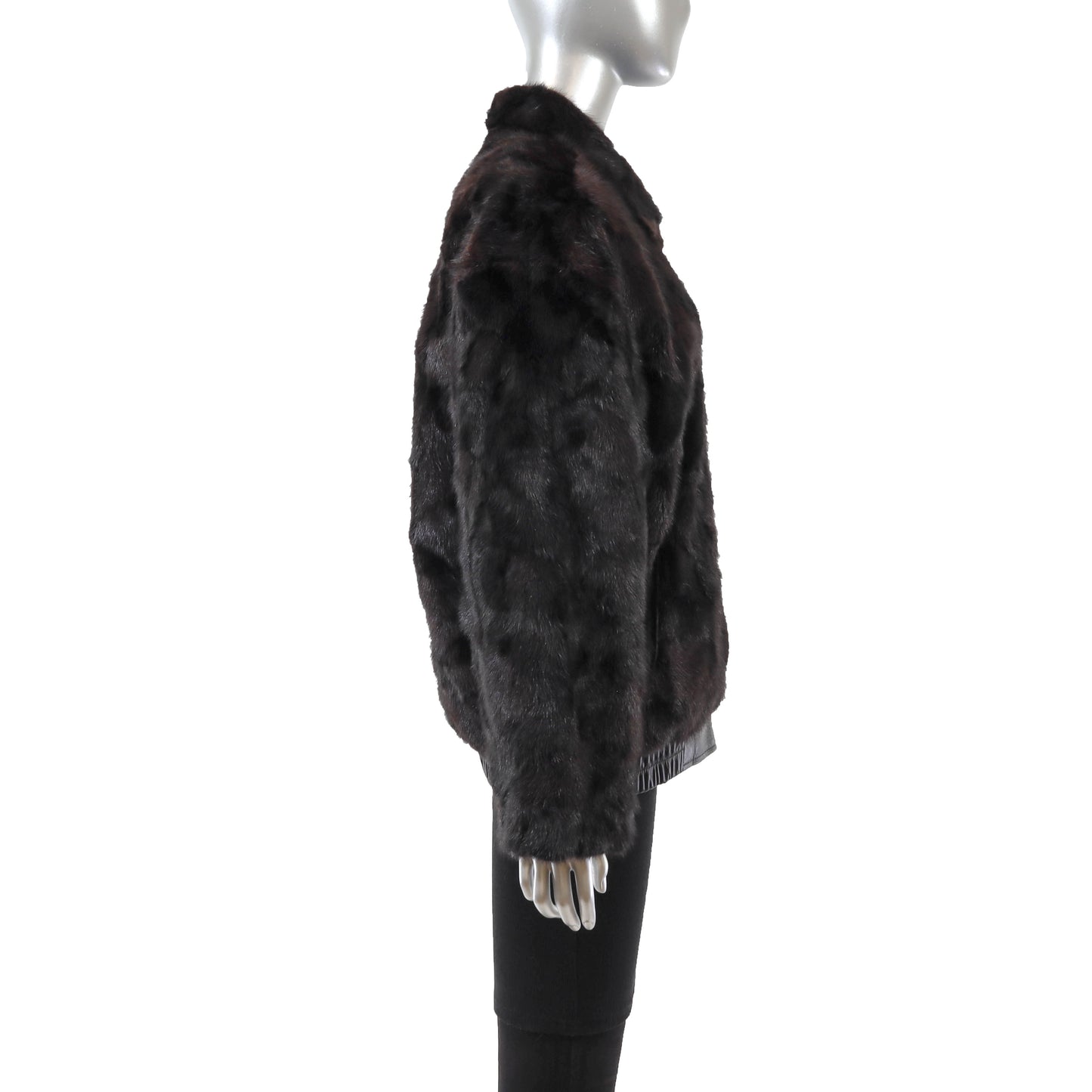 Dark Brown Section Mink Bomber Jacket- Size M