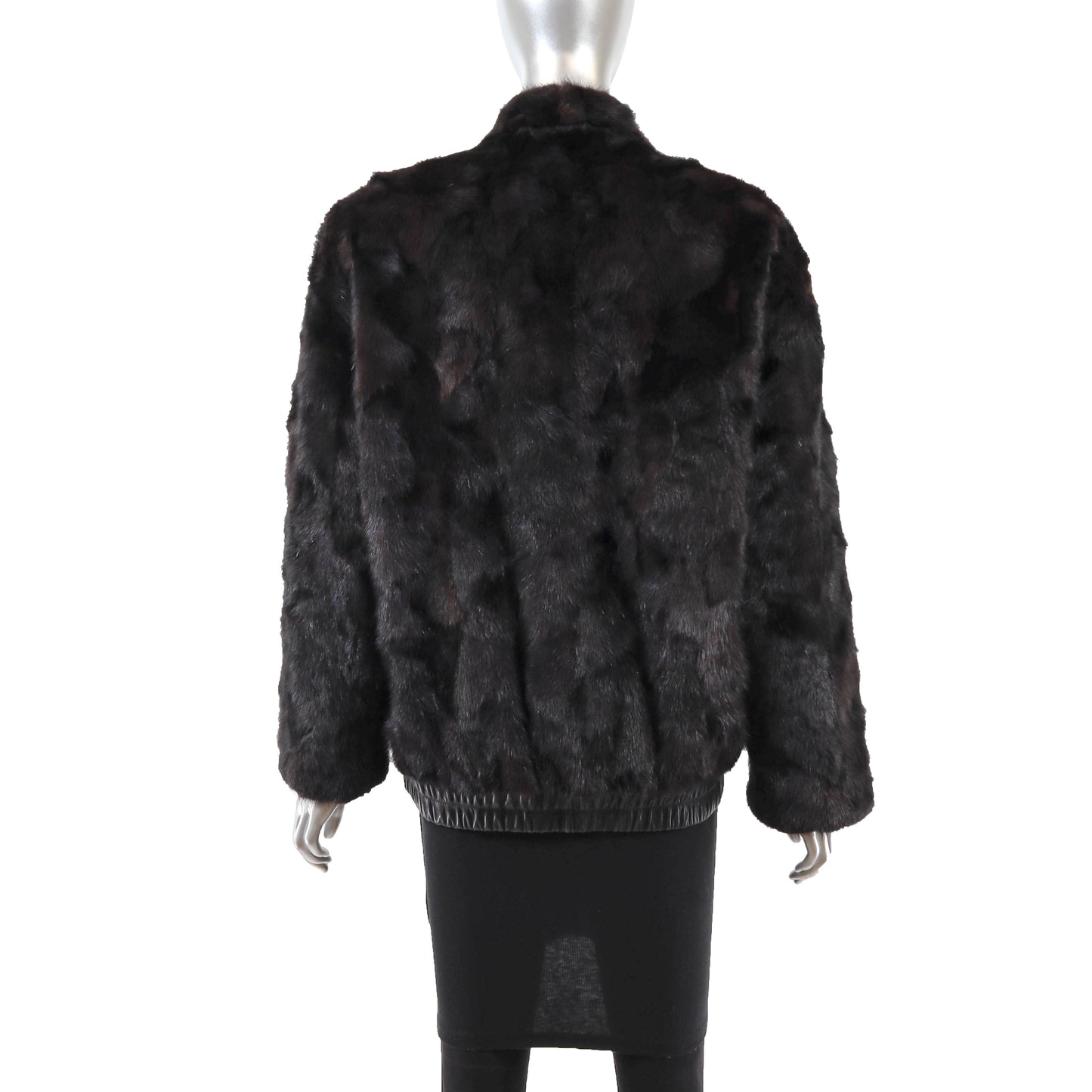 Dark Brown Section Mink Bomber Jacket- Size M