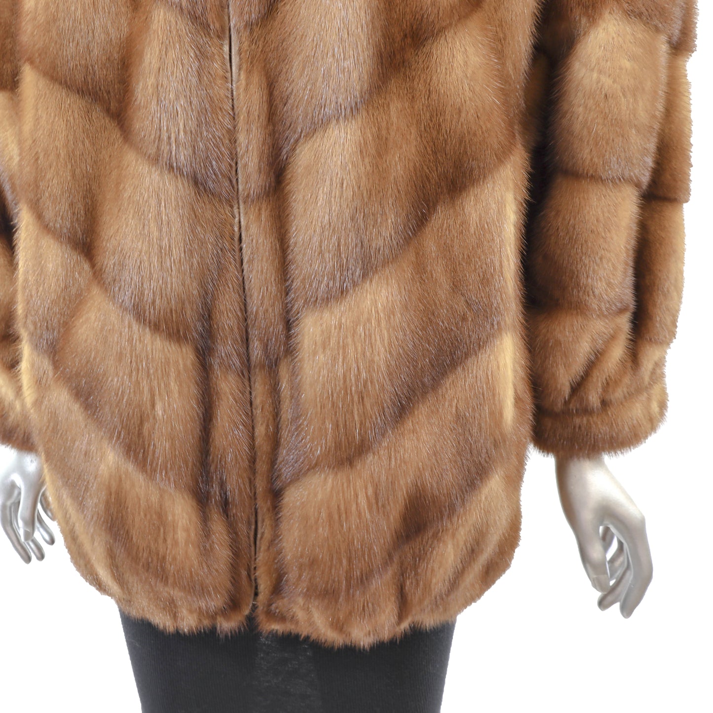Anne Klein Whiskey Mink Jacket Reversible to Leather with Detachable Hood- Size M