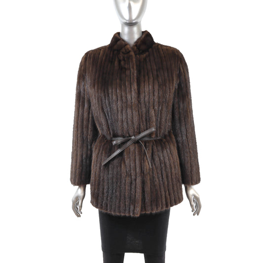 Brown Corded Mink Jacket- Size S