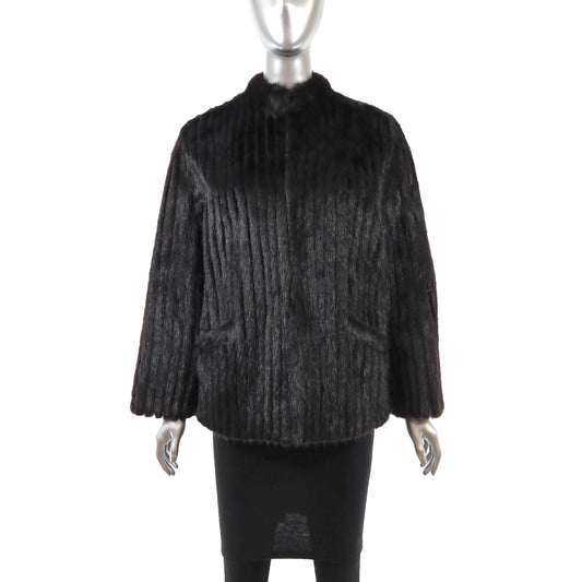 Dark Brown Corded Mink Jacket- Size M