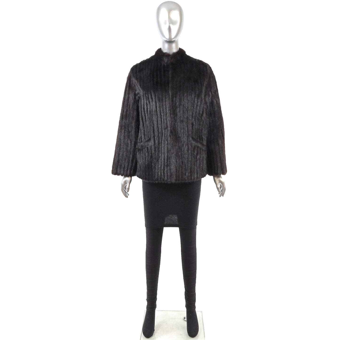 Dark Brown Corded Mink Jacket- Size M