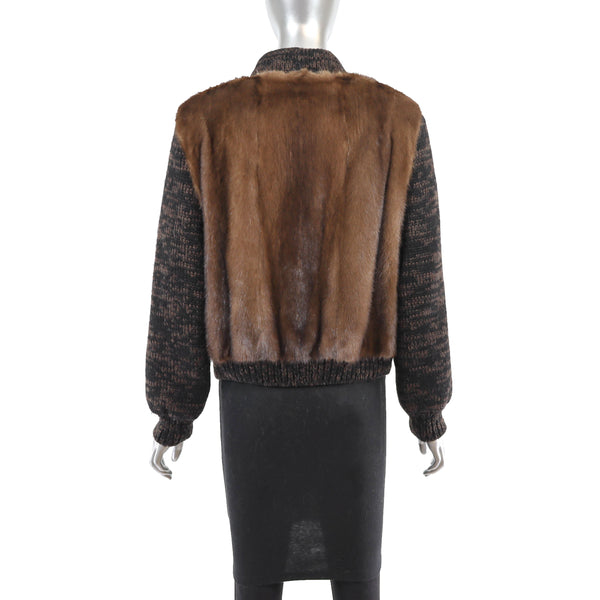Lunaraine Mink Jacket with Knitted Sleeves- Size S