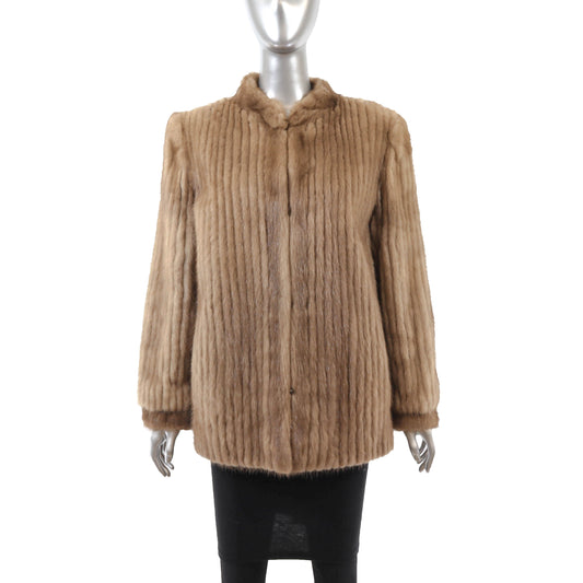 Light Brown Corded Mink Jacket- Size M