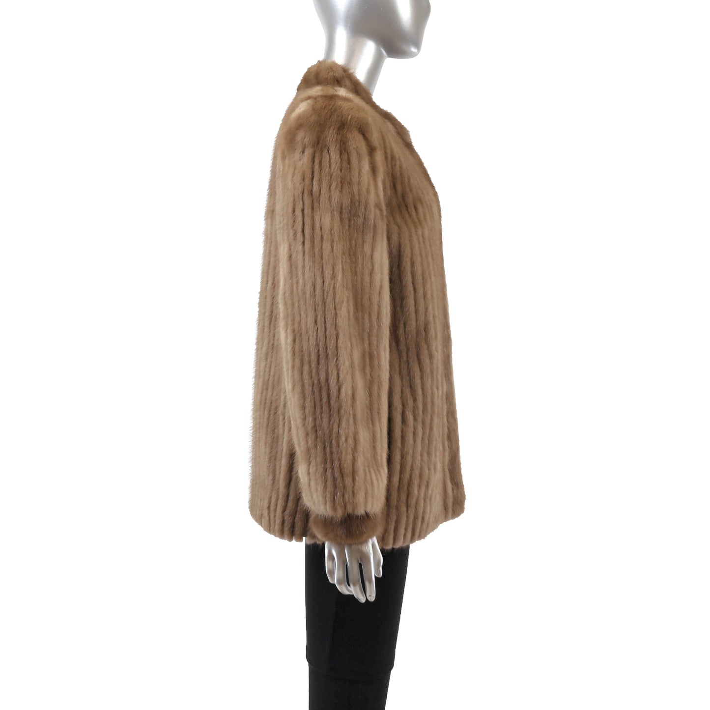 Light Brown Corded Mink Jacket- Size M