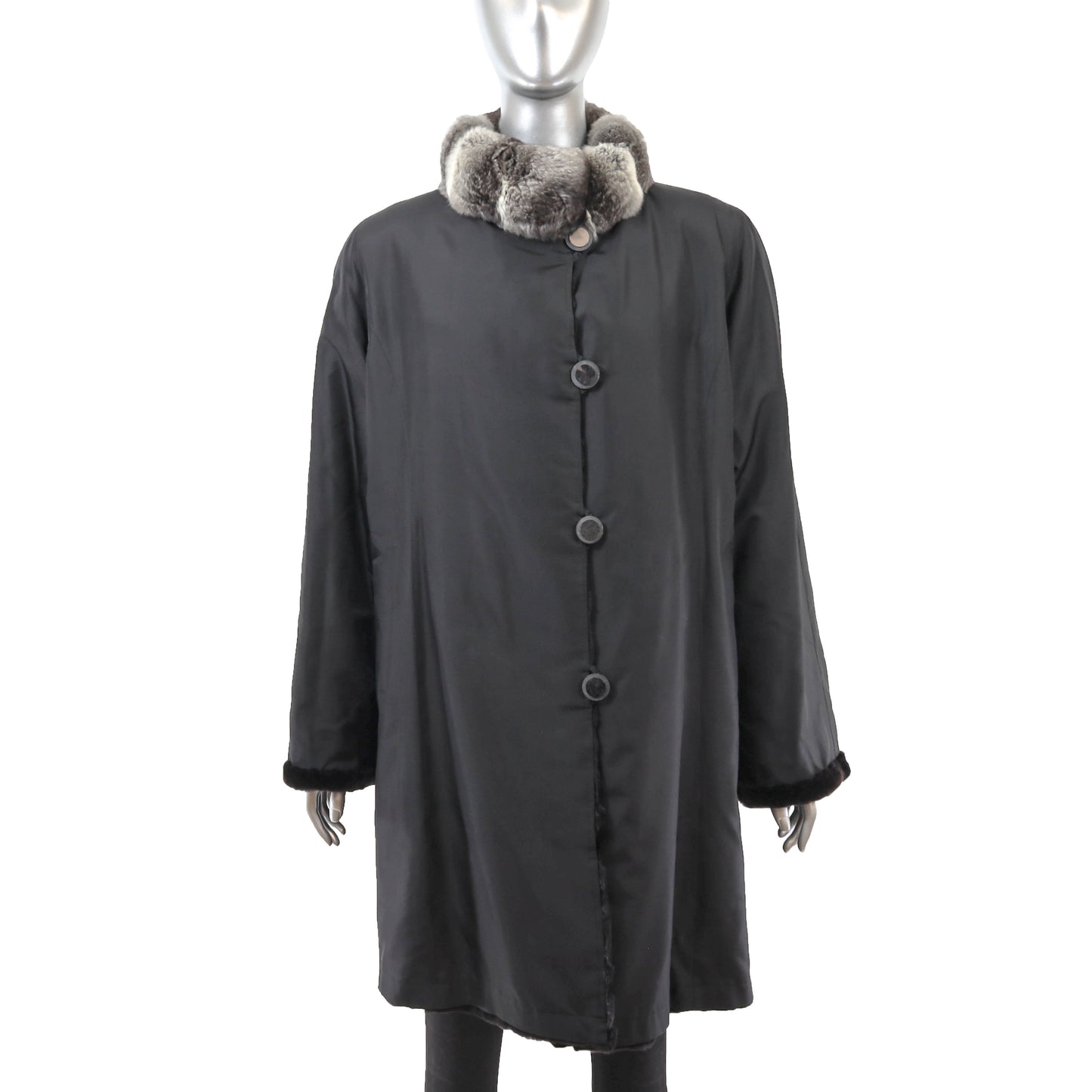 Sheared Mink Stroller with Chinchilla Collar- Size XL