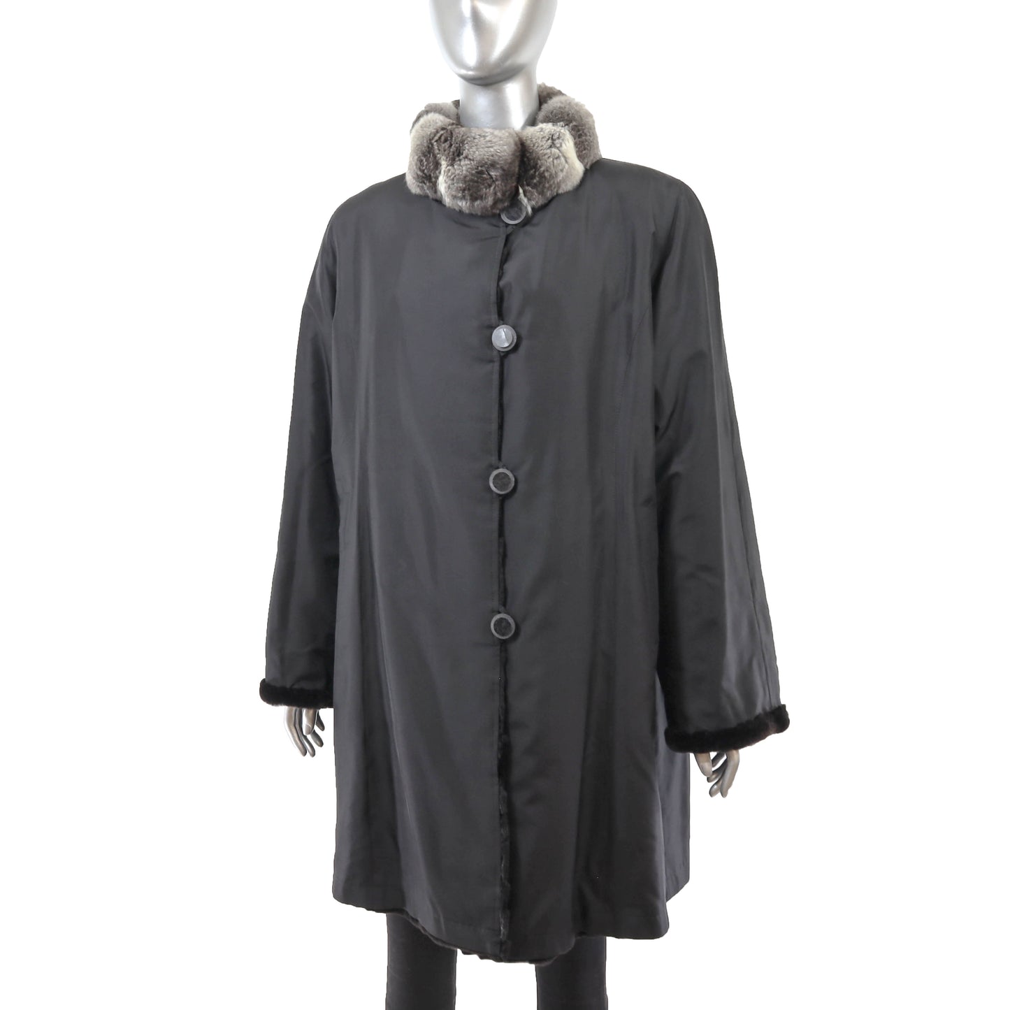 Sheared Mink Stroller with Chinchilla Collar- Size XL