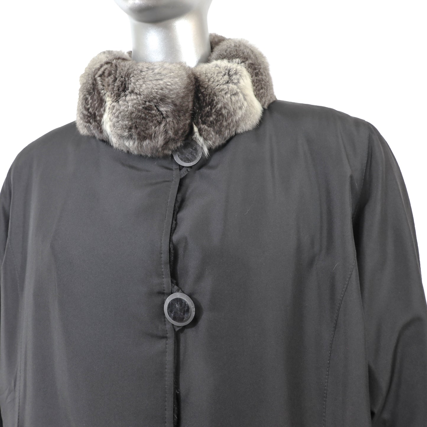 Sheared Mink Stroller with Chinchilla Collar- Size XL