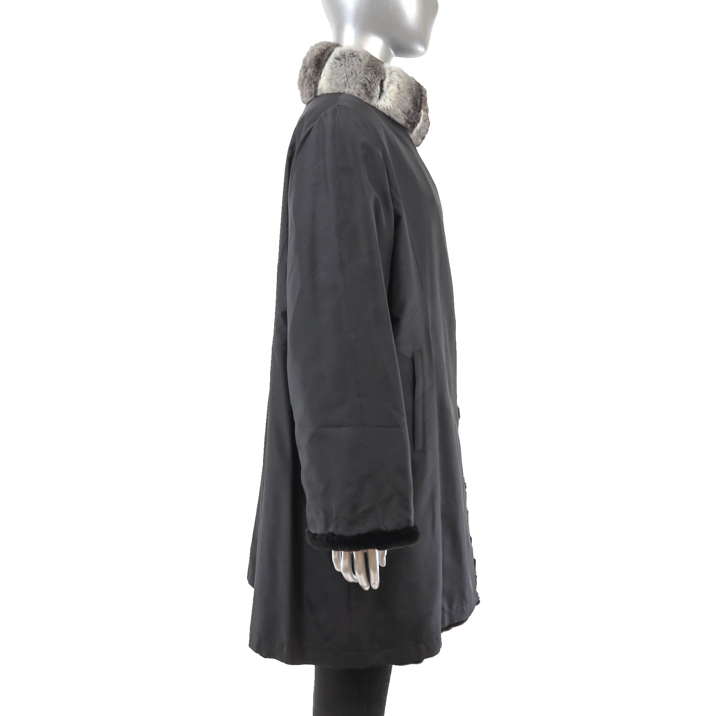 Sheared Mink Stroller with Chinchilla Collar- Size XL