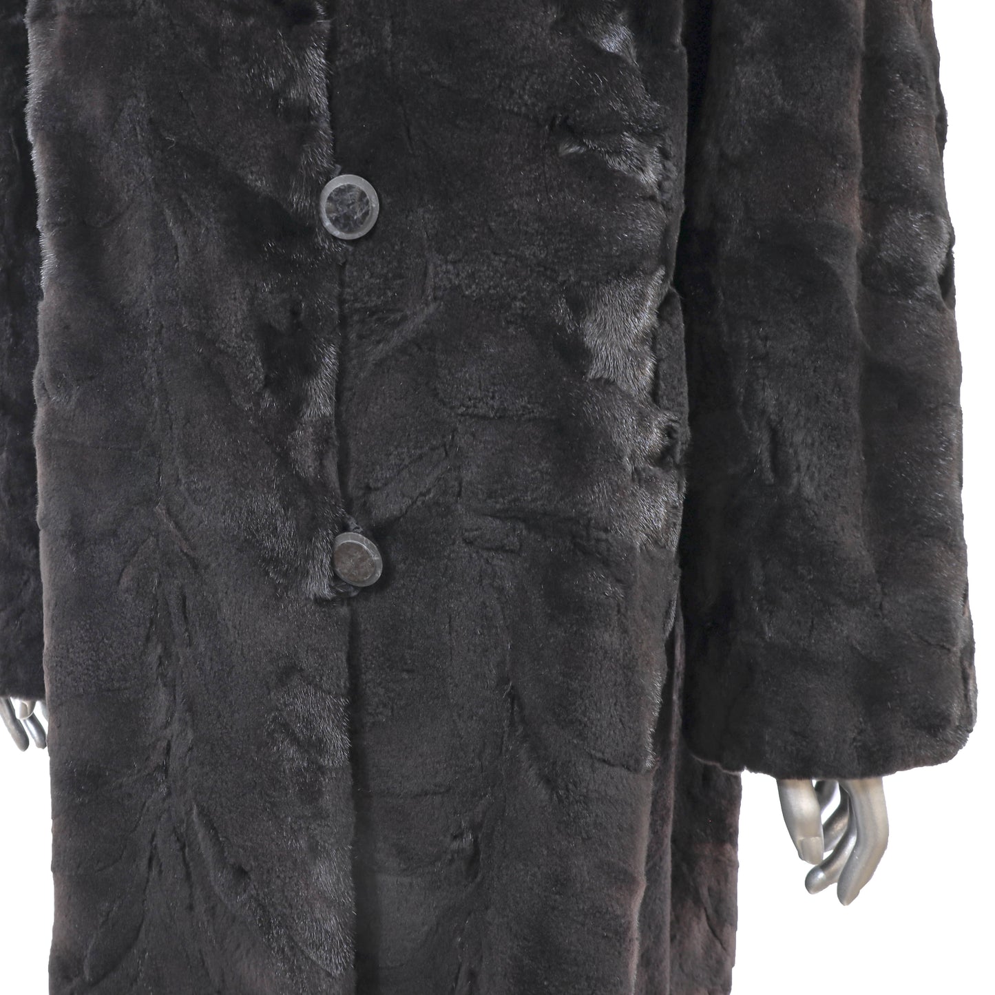 Sheared Mink Stroller with Chinchilla Collar- Size XL