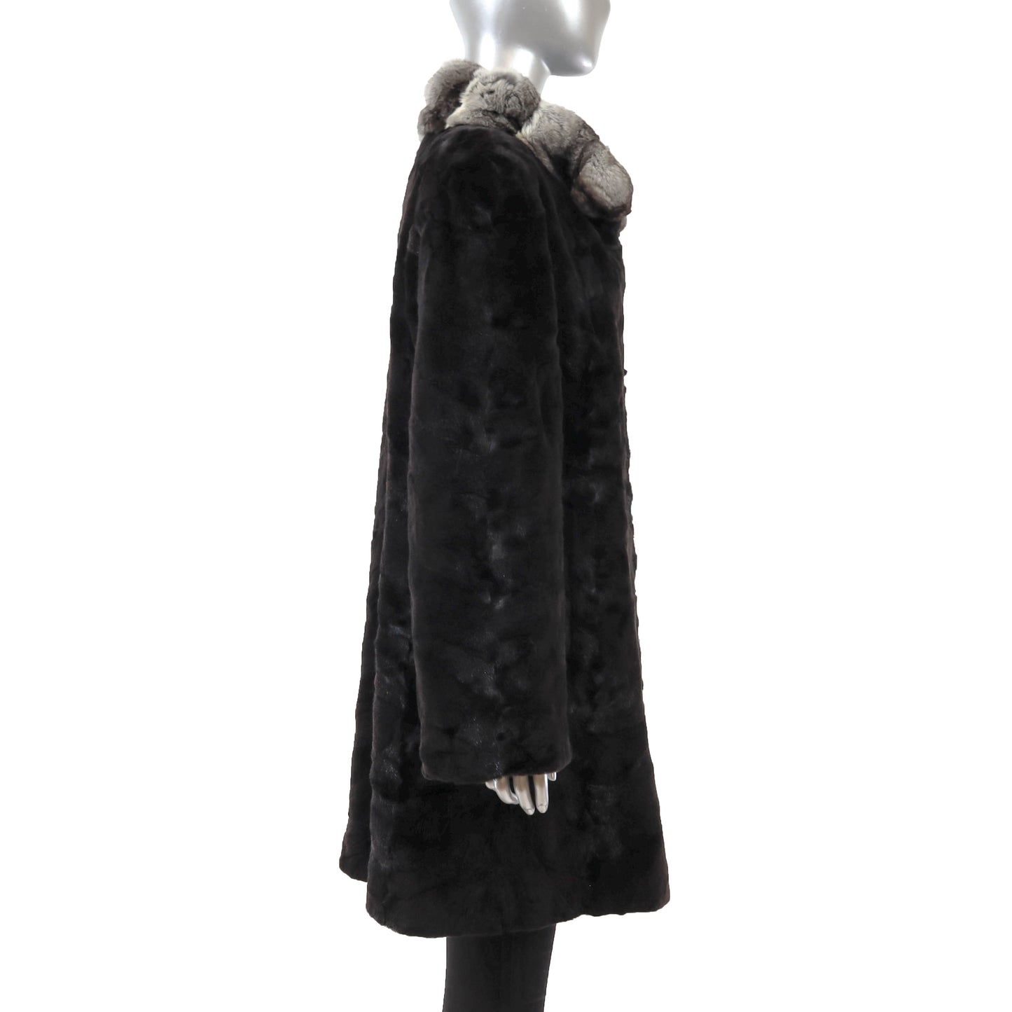 Sheared Mink Stroller with Chinchilla Collar- Size XL