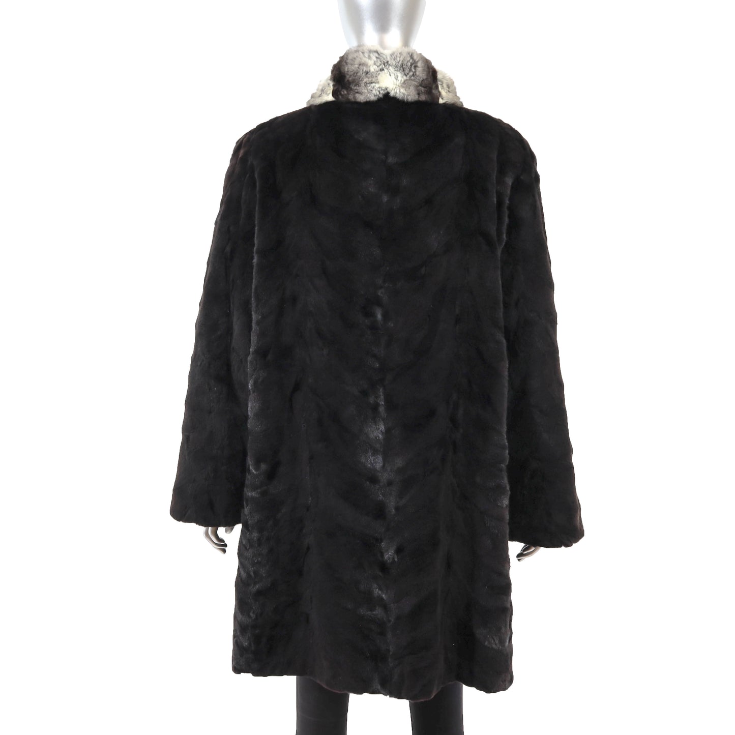 Sheared Mink Stroller with Chinchilla Collar- Size XL