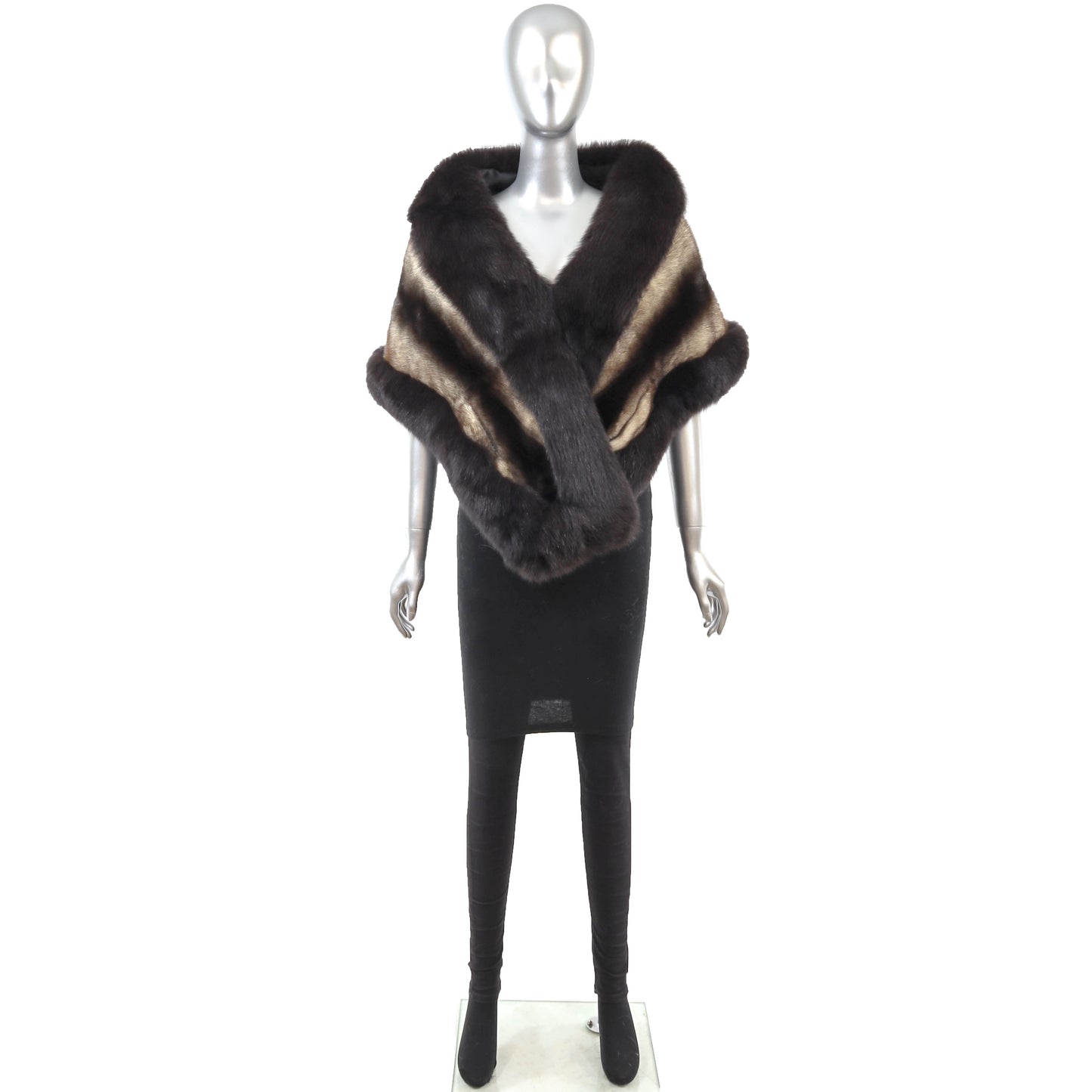 Mink Stole with Fox Trim- Size Free