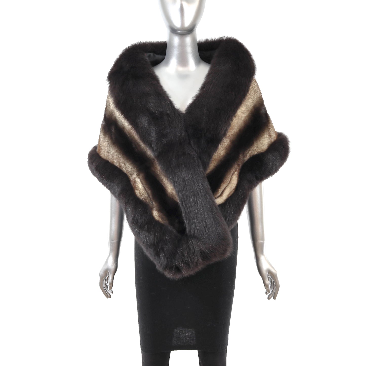 Mink Stole with Fox Trim- Size Free