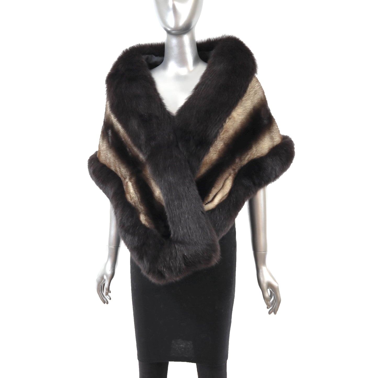 Mink Stole with Fox Trim- Size Free