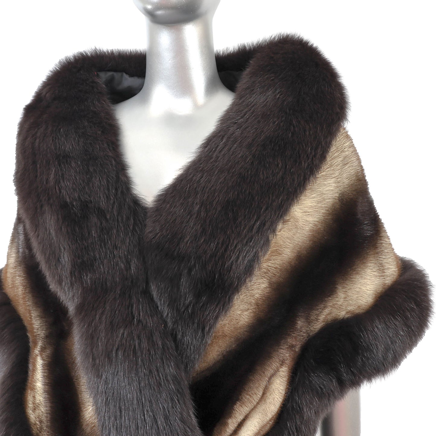 Mink Stole with Fox Trim- Size Free