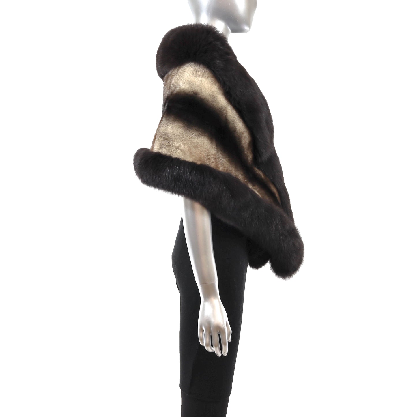Mink Stole with Fox Trim- Size Free