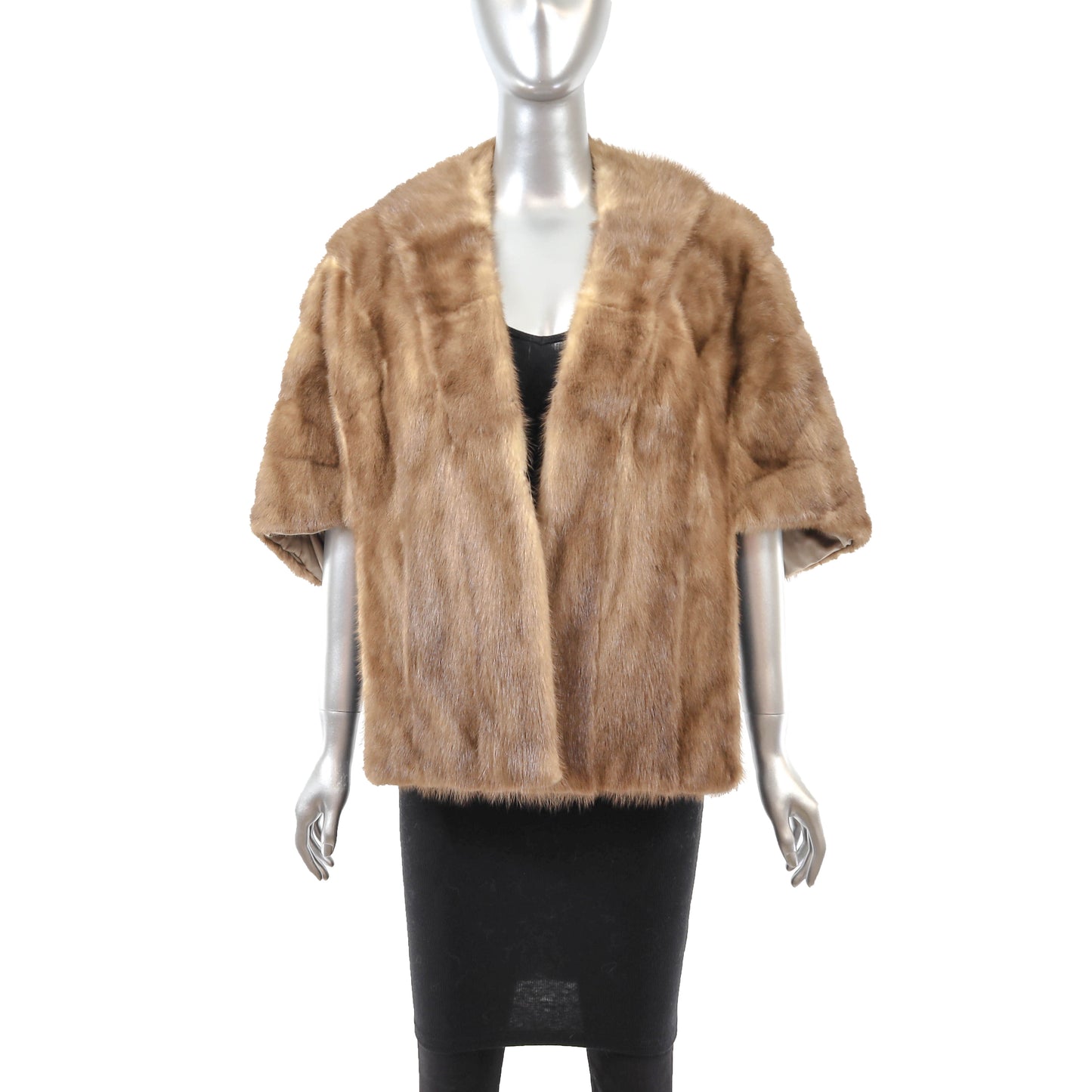 Light Brown Mink Stole with Collar- Size Free