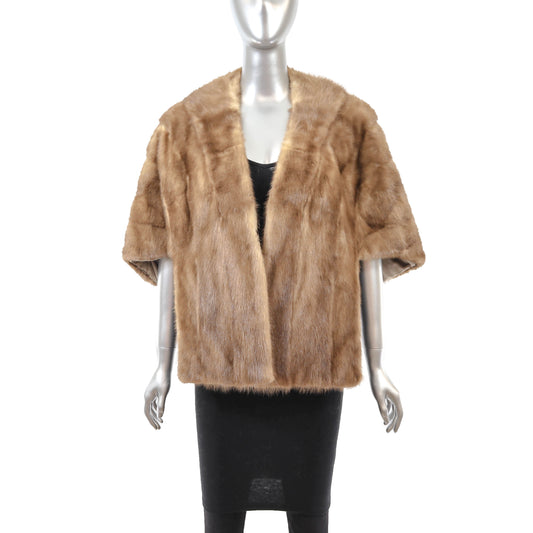 Light Brown Mink Stole with Collar- Size Free