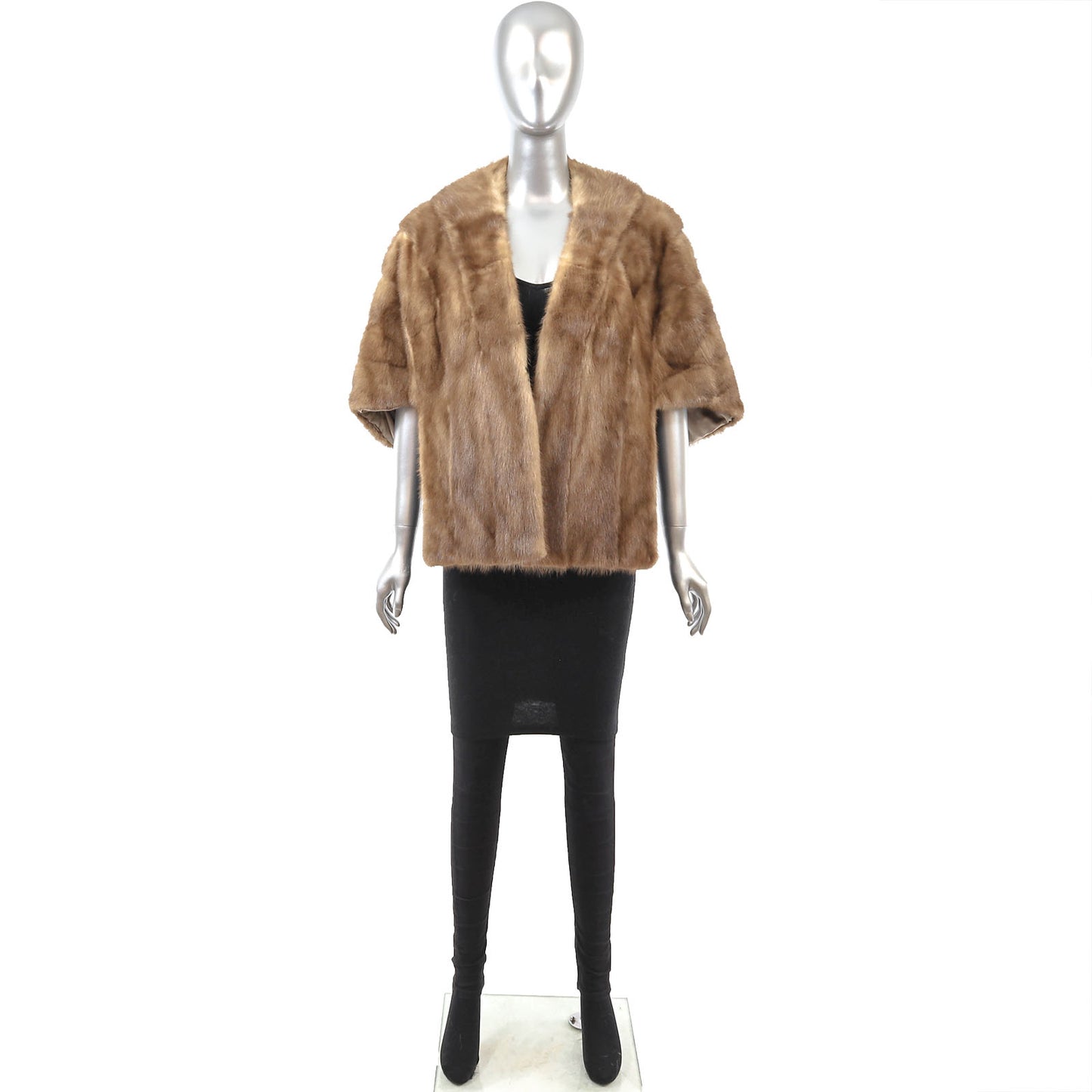 Light Brown Mink Stole with Collar- Size Free