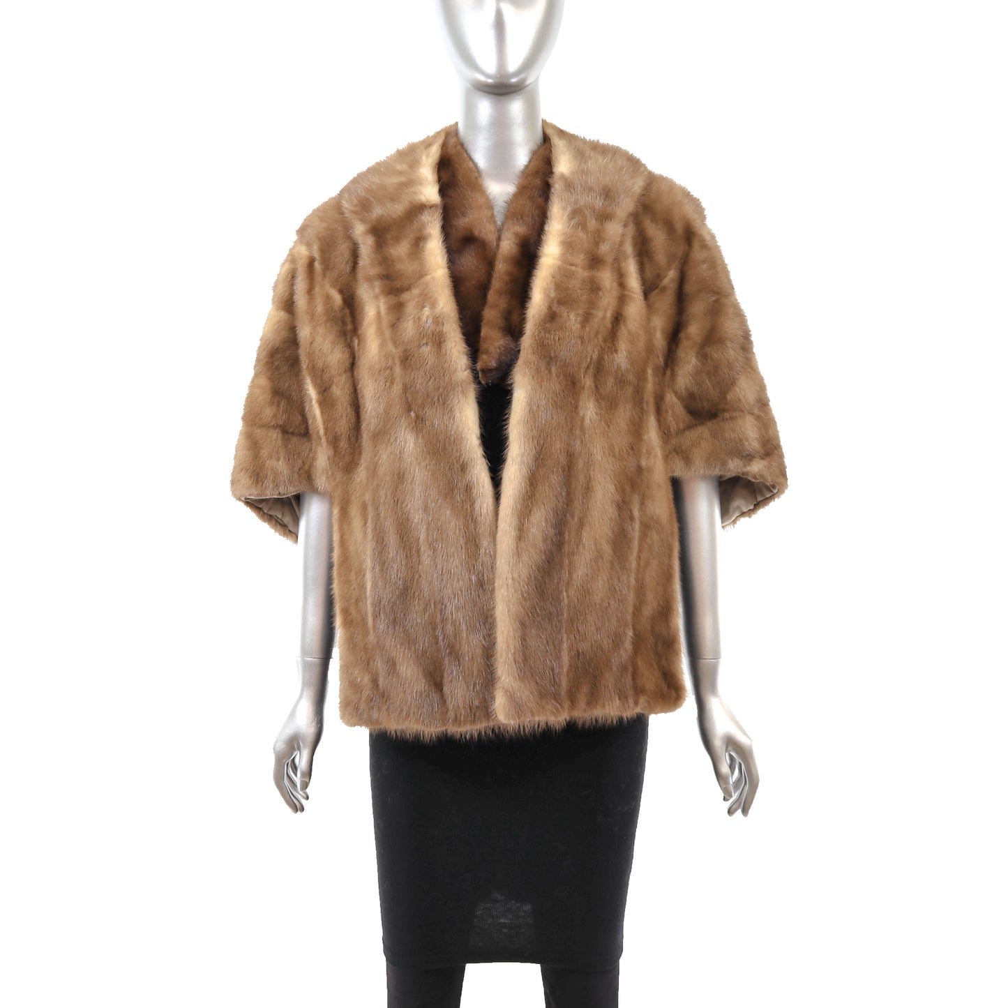 Light Brown Mink Stole with Collar- Size Free