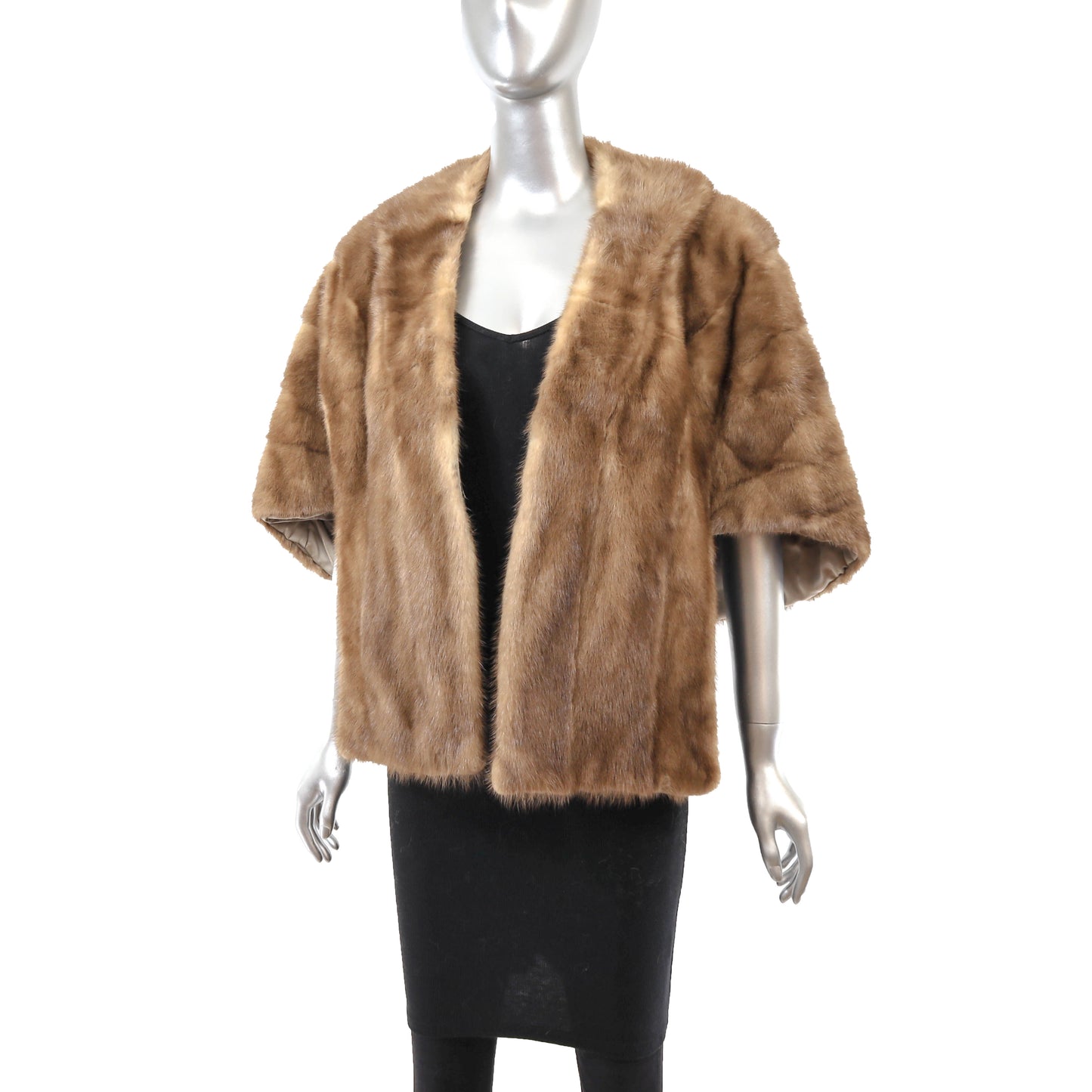 Light Brown Mink Stole with Collar- Size Free
