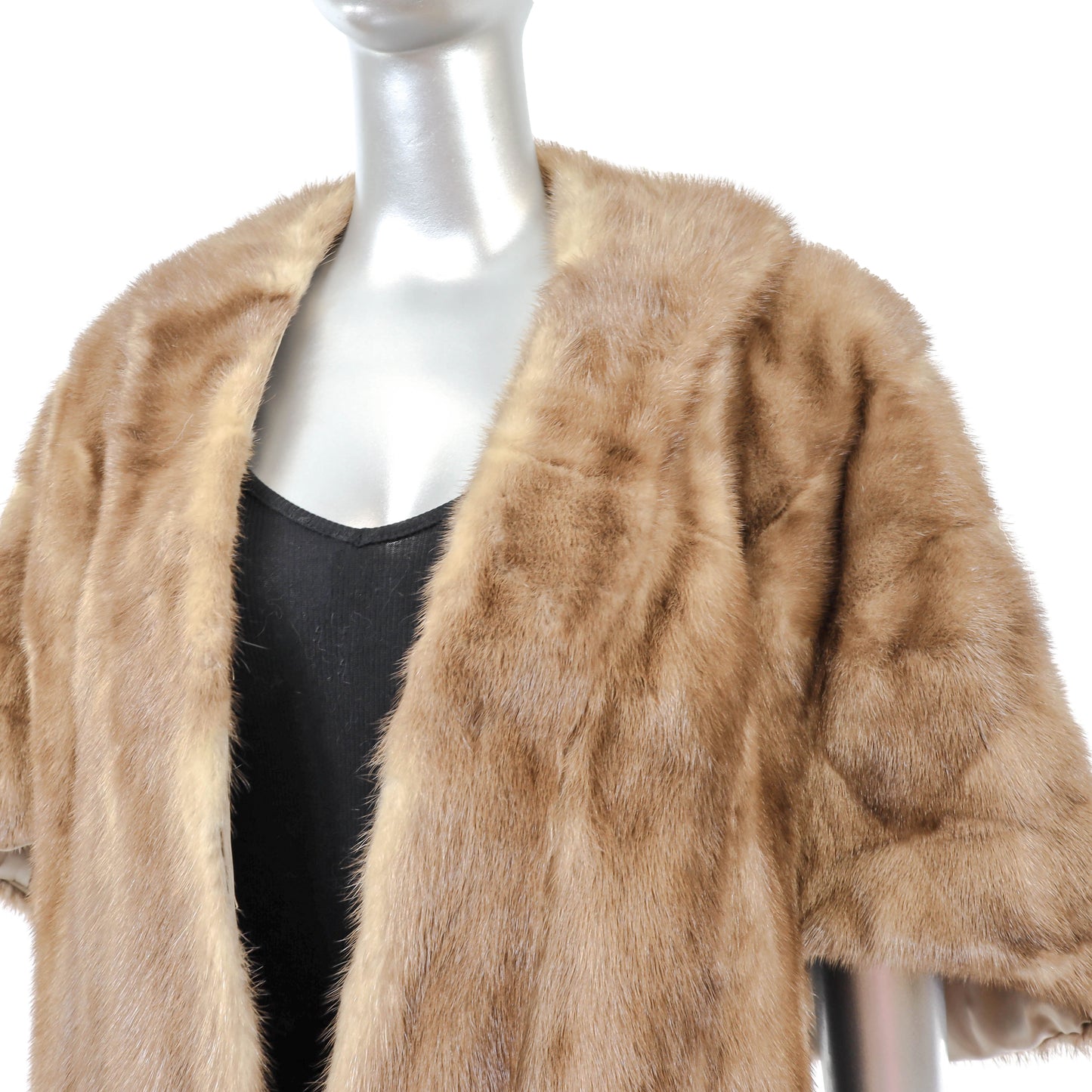 Light Brown Mink Stole with Collar- Size Free