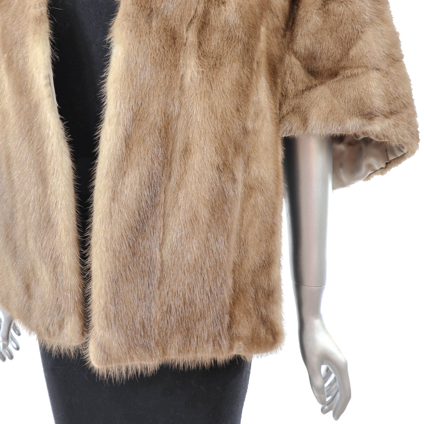 Light Brown Mink Stole with Collar- Size Free
