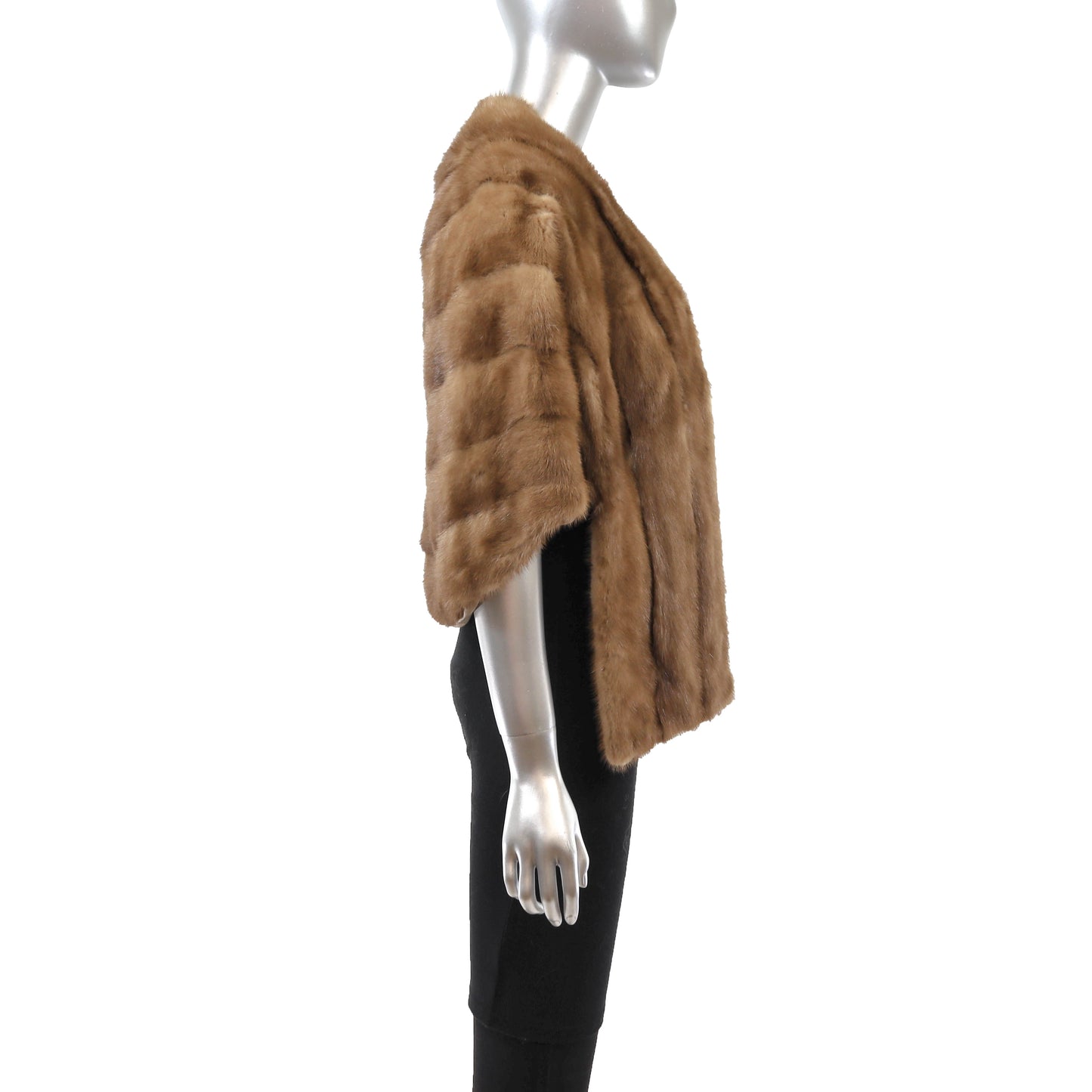 Light Brown Mink Stole with Collar- Size Free