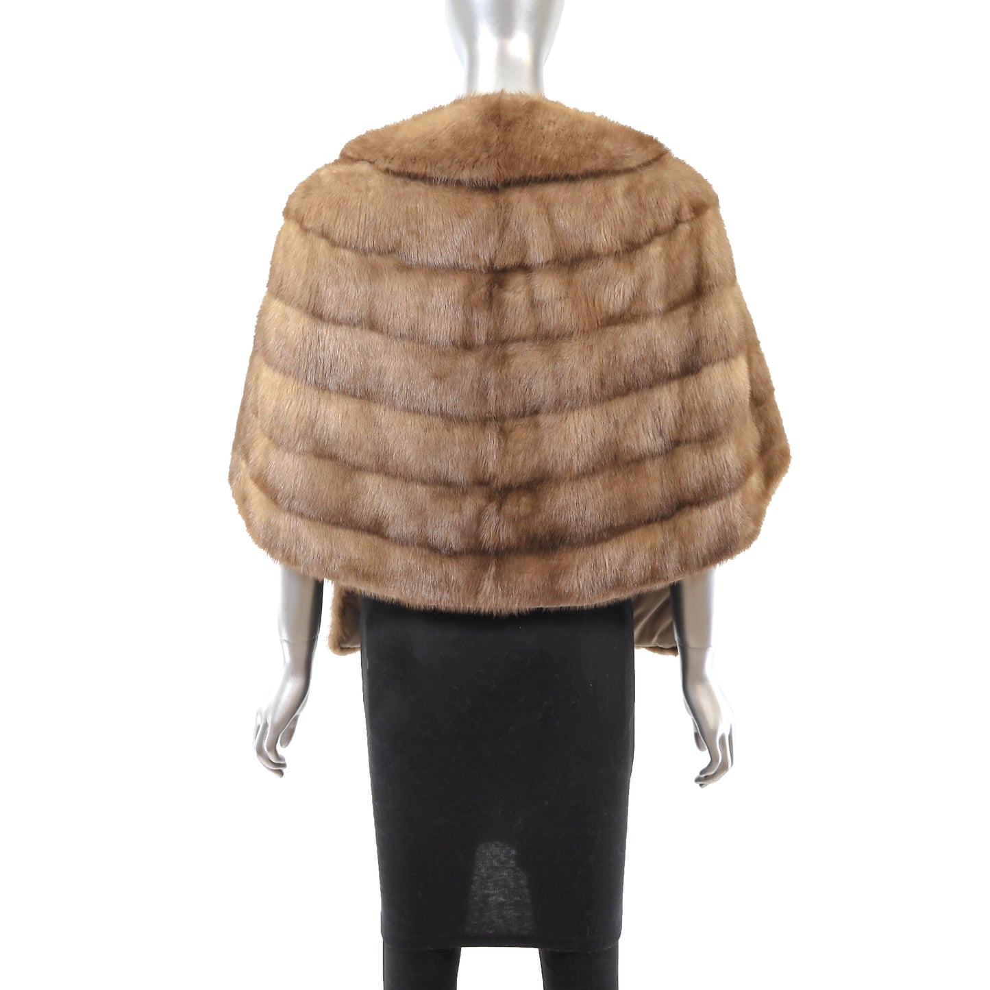 Light Brown Mink Stole with Collar- Size Free