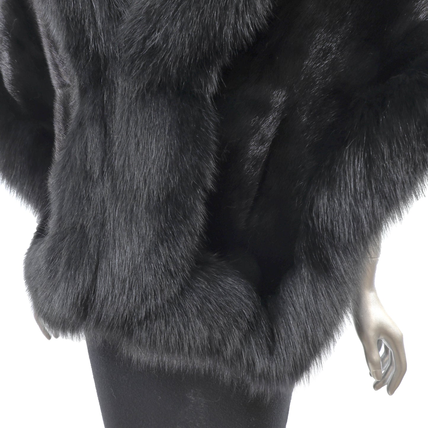 Black Mink Stole with Fox Trim- Size Free