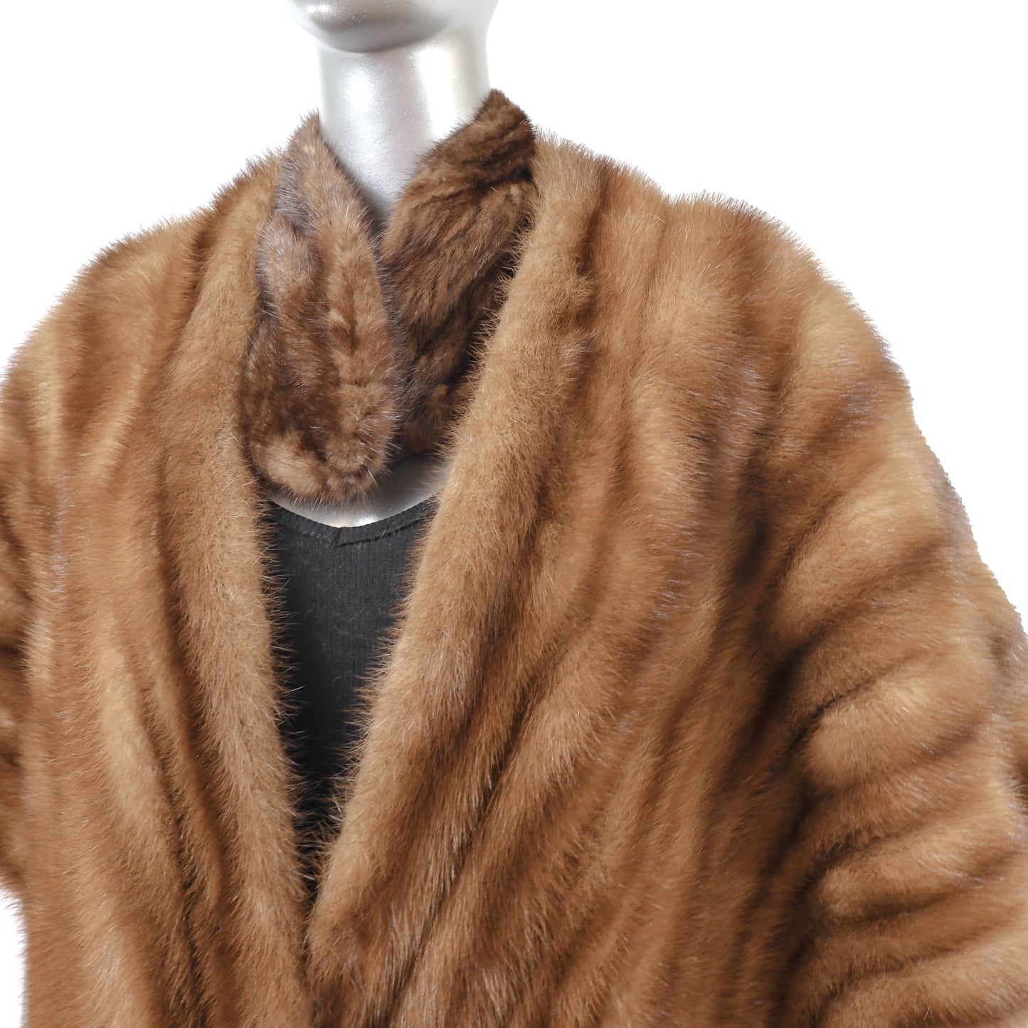 Brown Mink Stole with Matching Hat and Scarf- Size Free