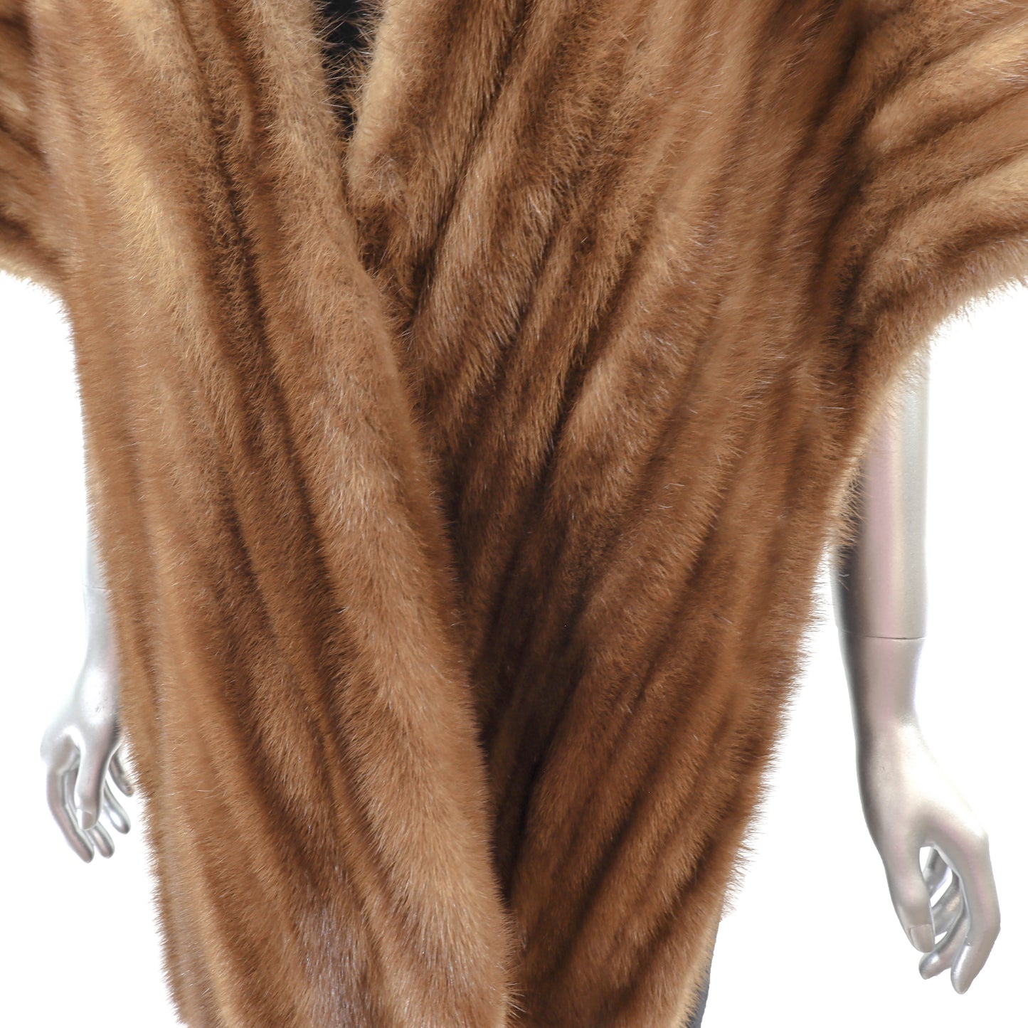 Brown Mink Stole with Matching Hat and Scarf- Size Free