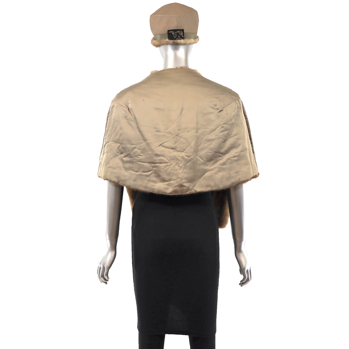 Brown Mink Stole with Matching Hat- Size Free