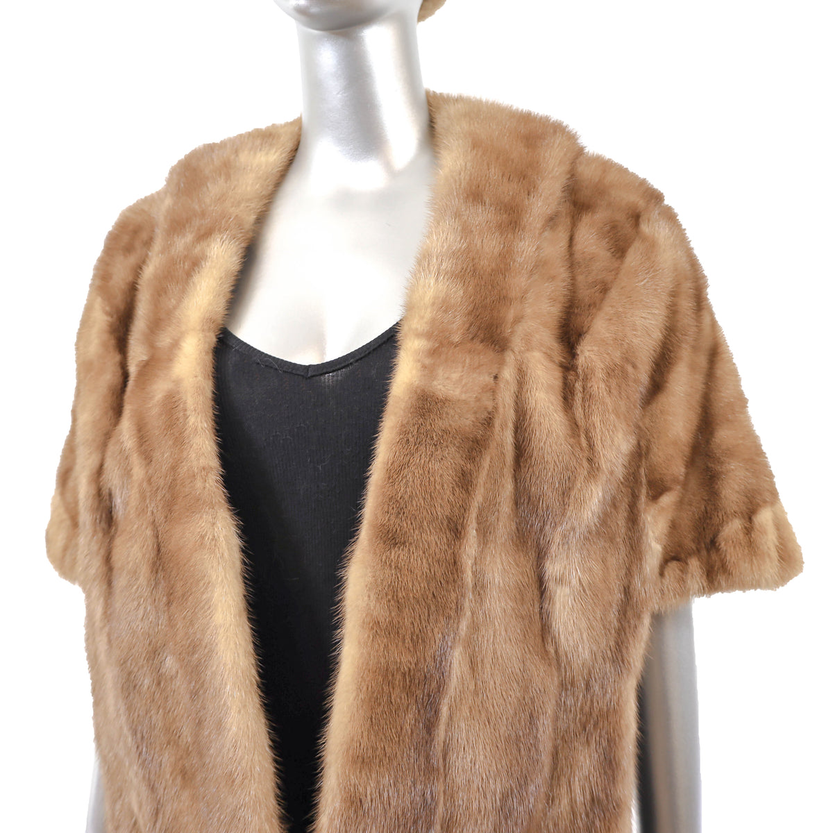 Brown Mink Stole with Matching Hat- Size Free