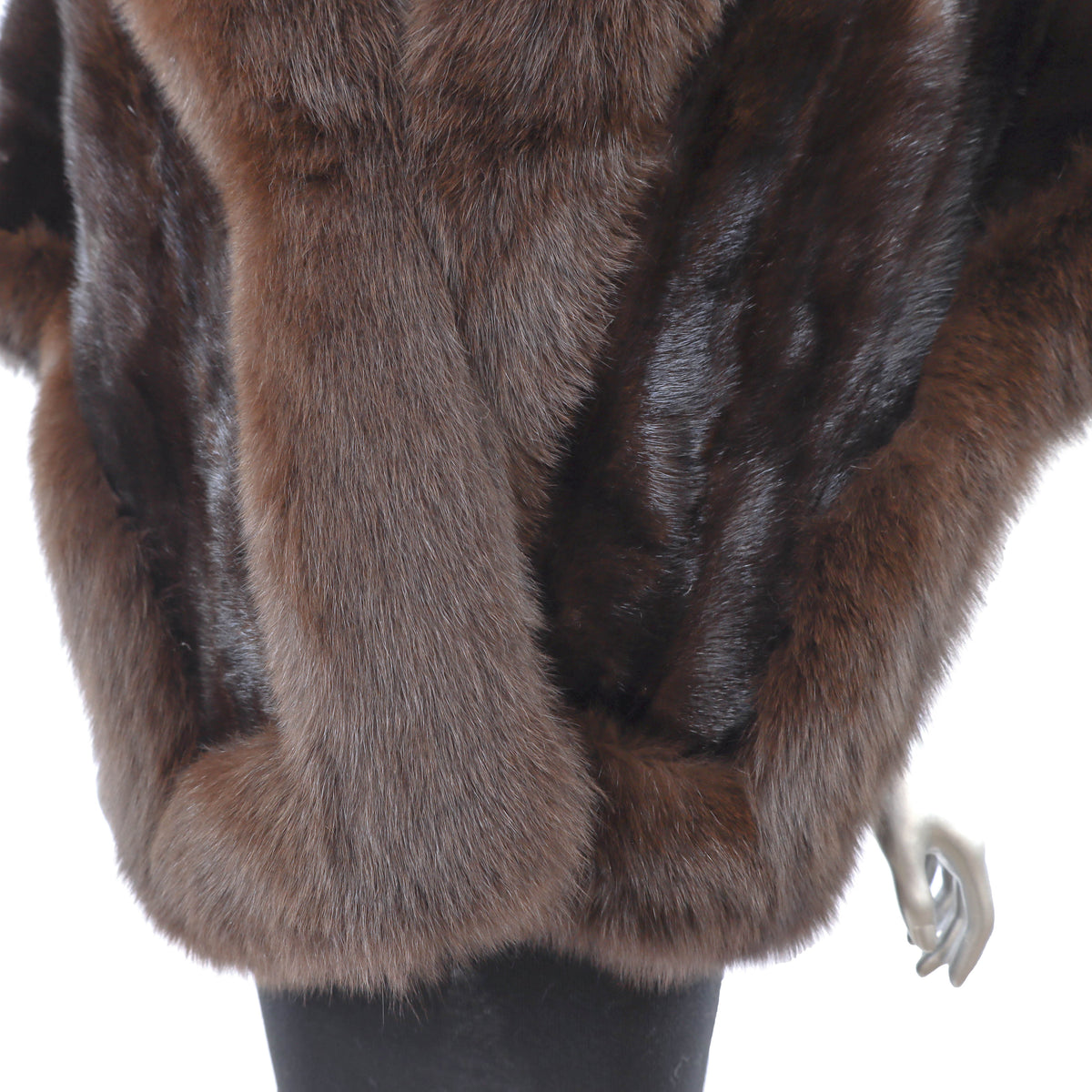 Brown Mink Stole with Fox Trim- Size Free