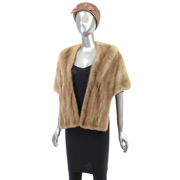 Pastel Mink Stole with Matching Hat- Size Free